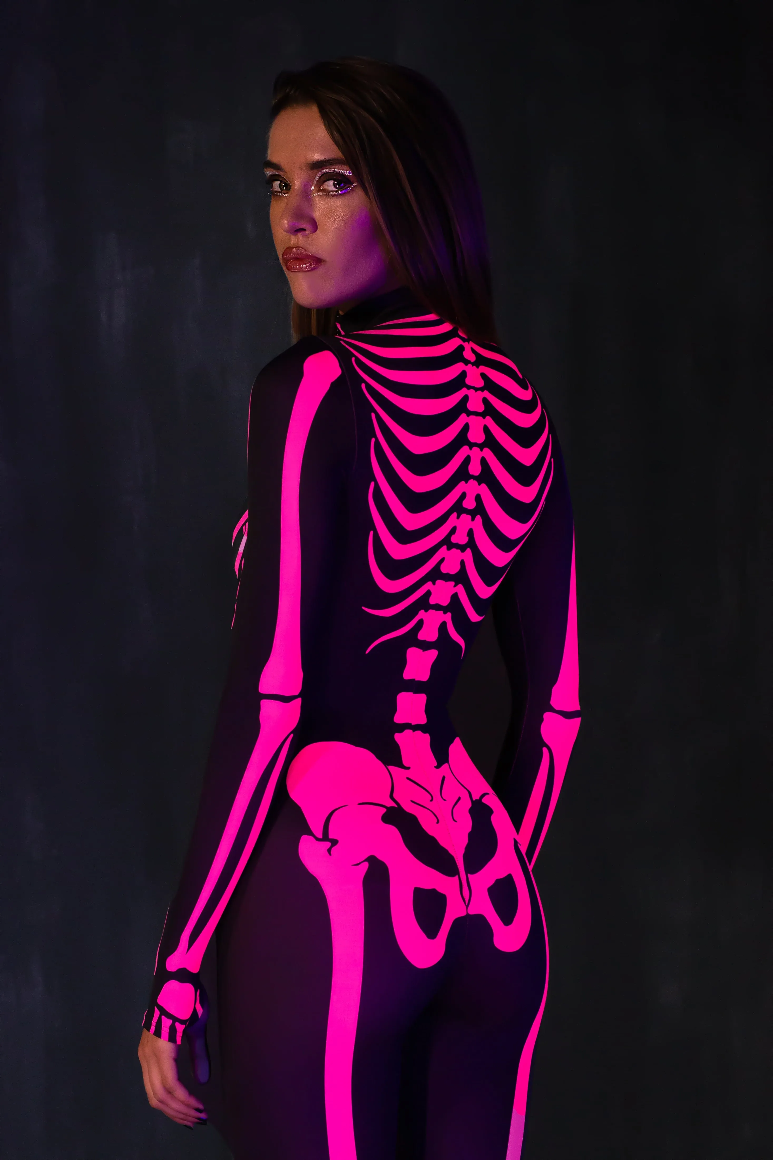 Raspberry Neon Skeleton Costume