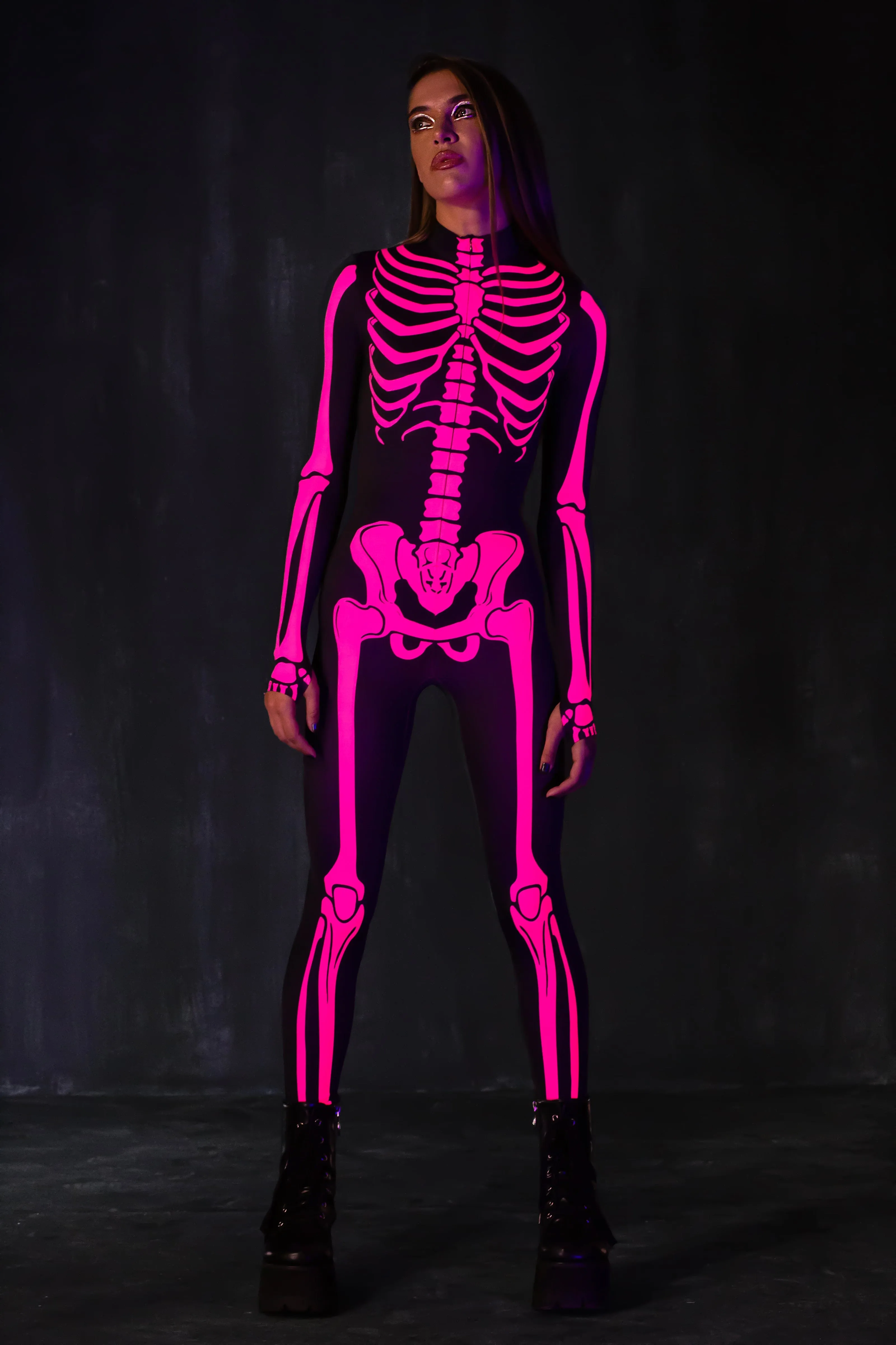 Raspberry Neon Skeleton Costume
