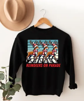 Reindeer Sweatshirt, Christmas Sweater, Christmas Deer Crewneck, reideer  vibes  Sweater, Women Xmas Sweater, Cute Christmas Sweater, C