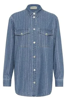 RHINESTONE  DENIM BLUE SHIRT