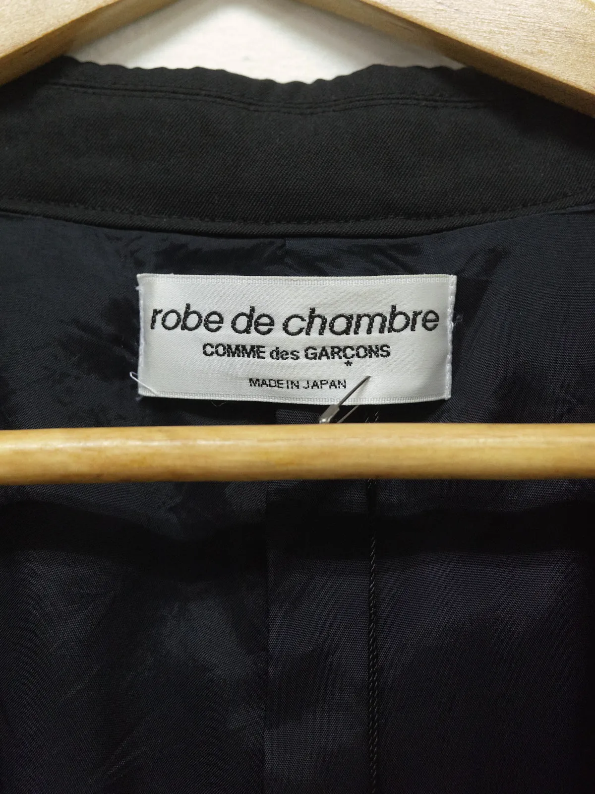 Robe de Chambre Comme des Garcons 2002 black wool topstitched coat - womens M S