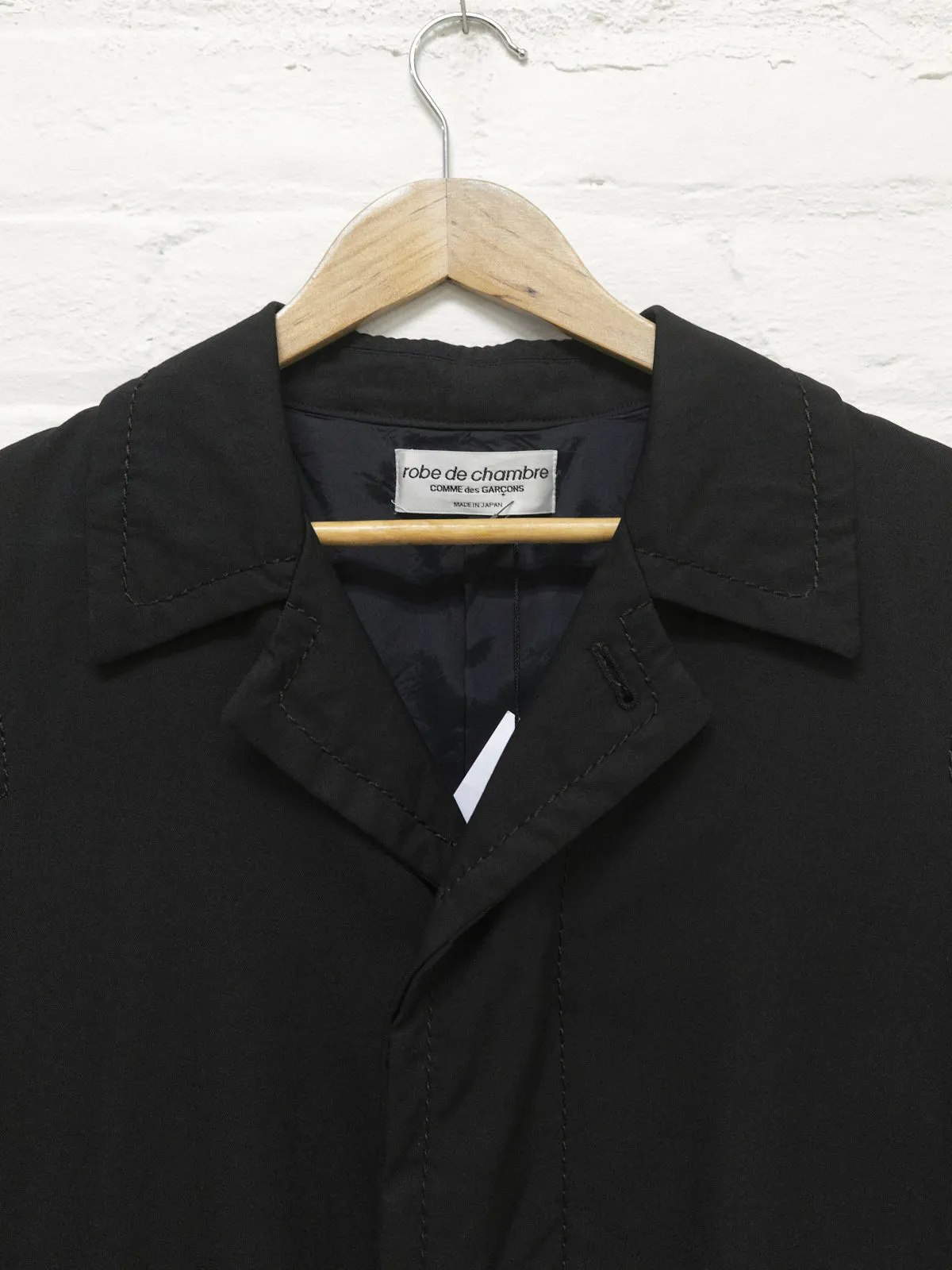 Robe de Chambre Comme des Garcons 2002 black wool topstitched coat - womens M S