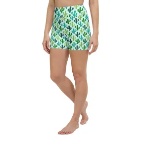 Seeking Saguaro Lizard in Light Cyan High-Waisted Yoga Shorts | Fun & Unique