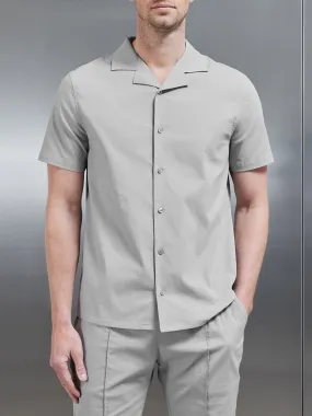 Seersucker Revere Collar Shirt in Stone