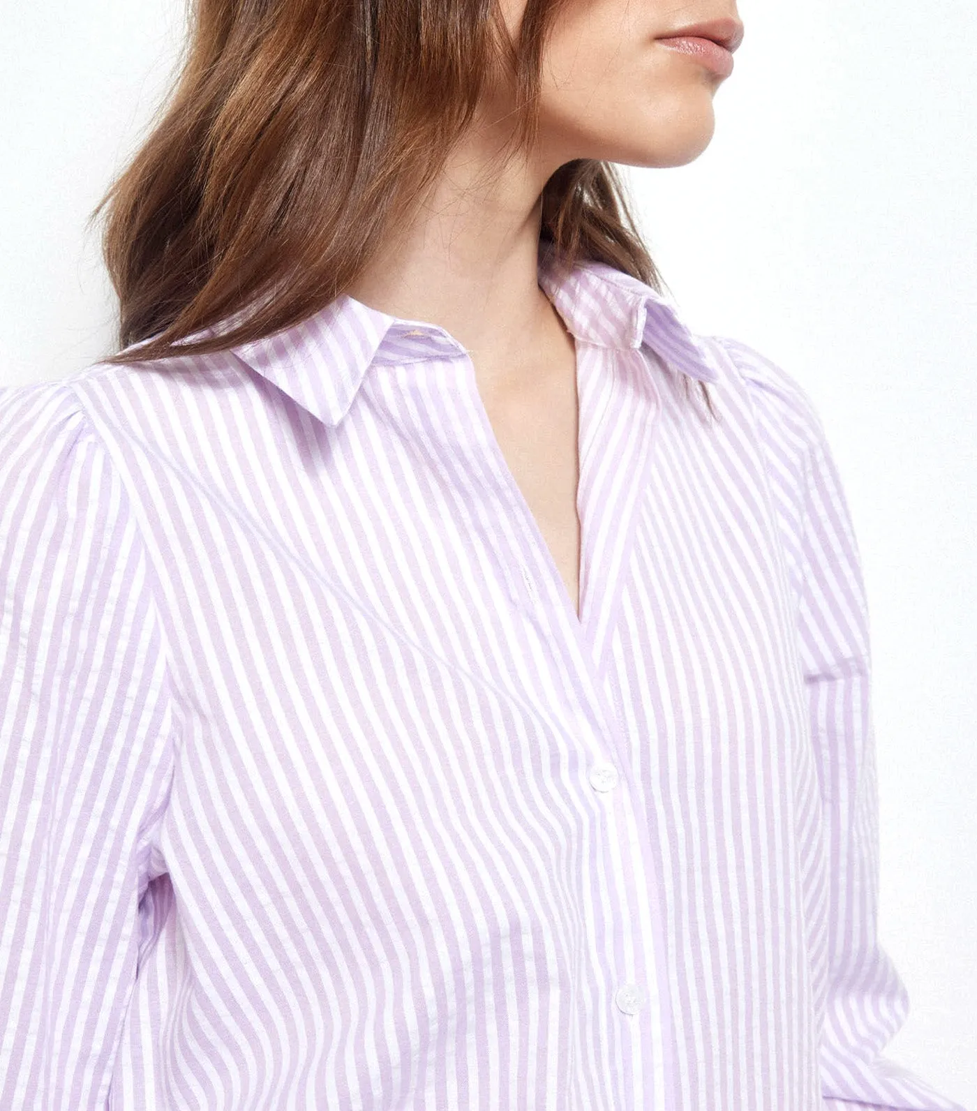 Seersucker Striped Shirt Purple