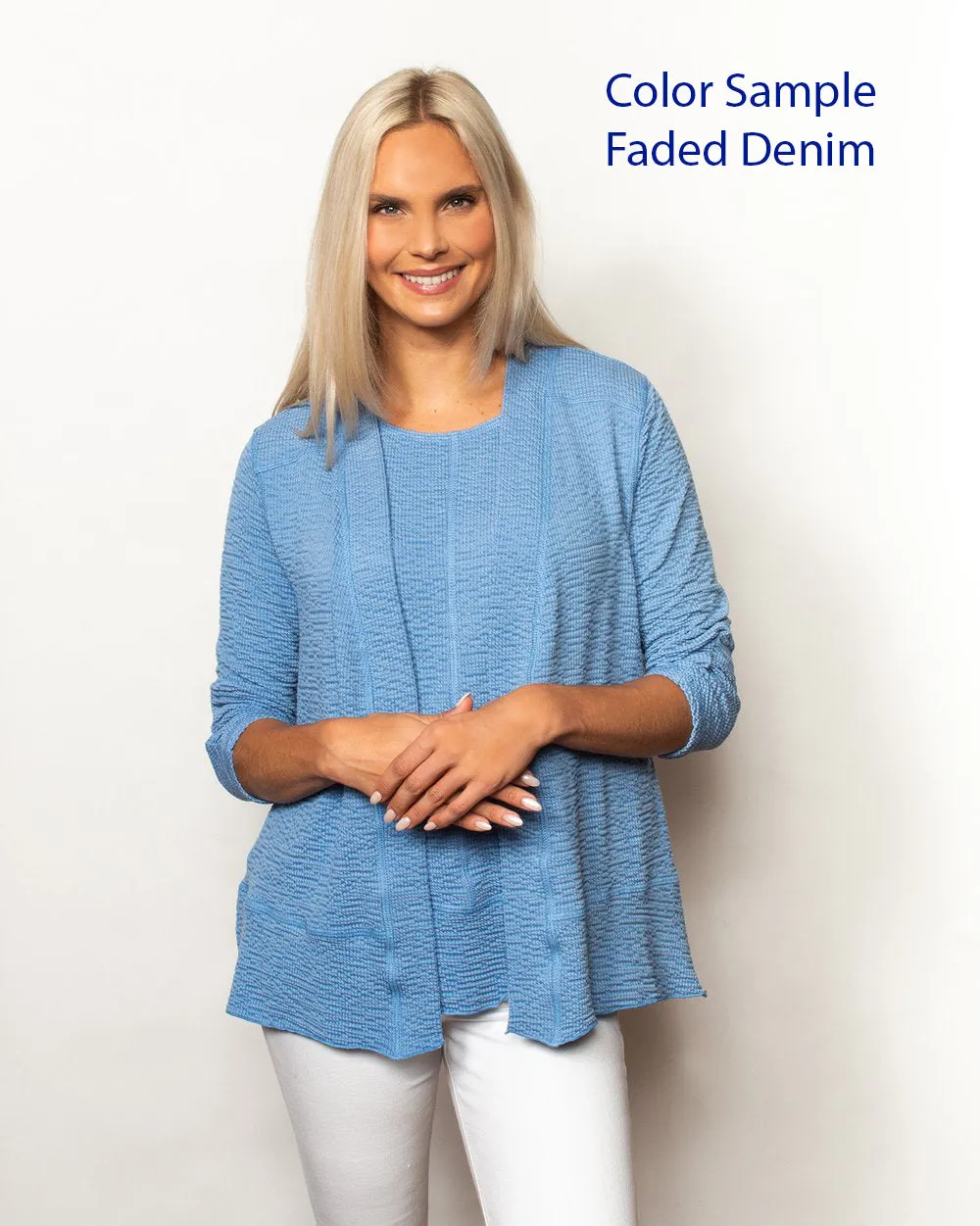 Sno Skins | Seersucker | Button Shirt with Shirt Tail Hemline | Women's | Faded Denim