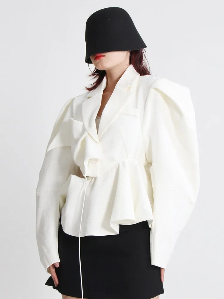 Streetwear Jacket For Women Lapel Long Sleeve Backless Solid Bandage Jackets Female Autumn Clothes Fashion