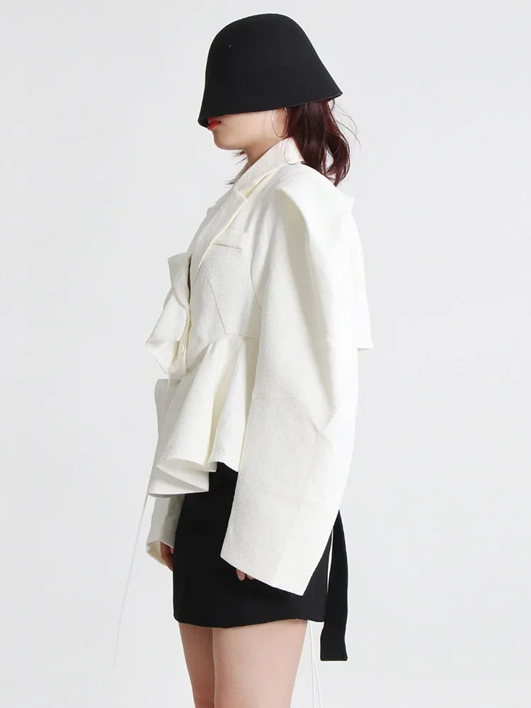 Streetwear Jacket For Women Lapel Long Sleeve Backless Solid Bandage Jackets Female Autumn Clothes Fashion