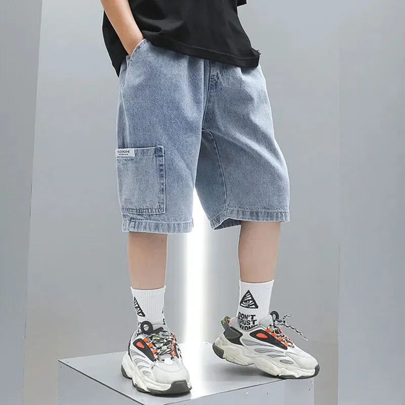 Summer Thin Style Boys Jeans Shorts 2024 New Fashionable Five-point Pants Trendy Kids Clothes Casual Capris
