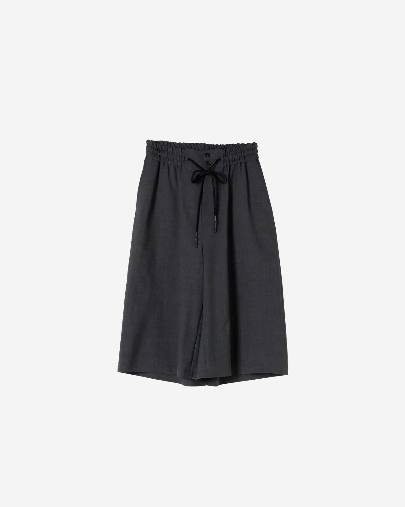 Super140 WOOL WIDE EASY 3/4 LENGTH SHORTS .06【GREY】
