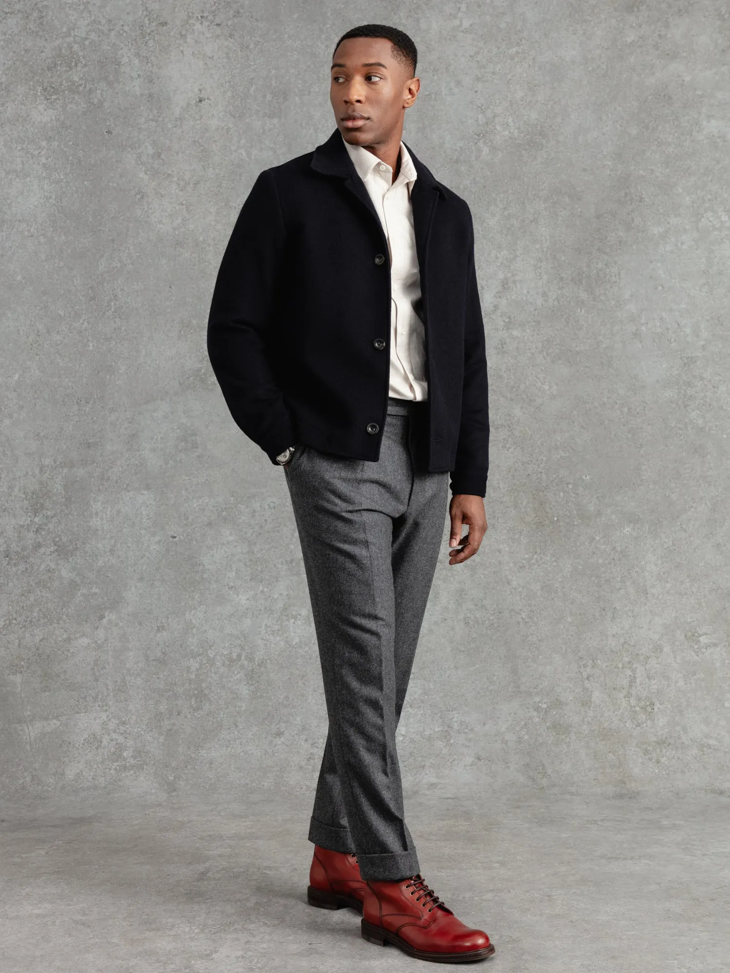 The Cashmere Crew Jacket - Ink