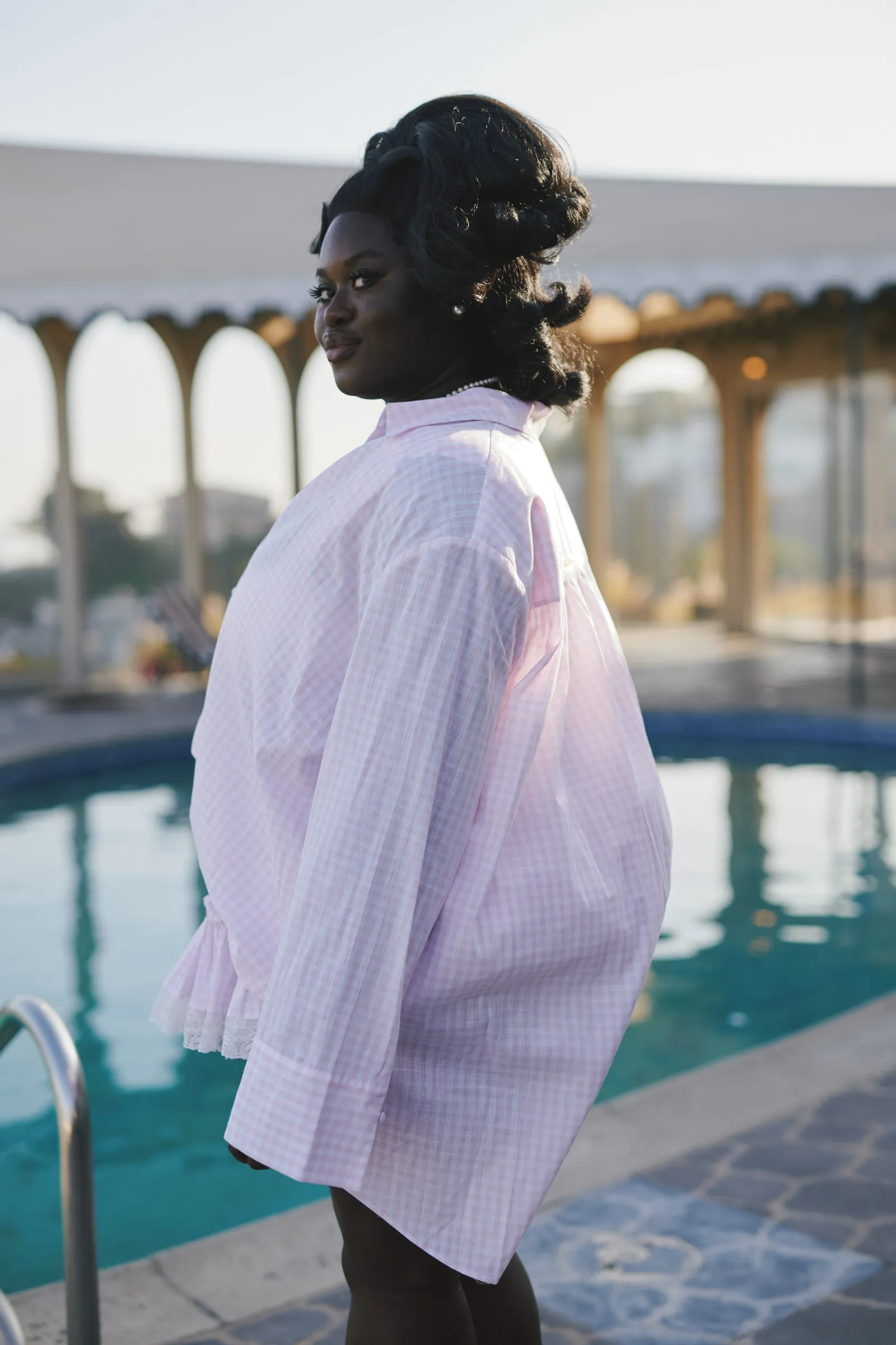 The Pink Gingham Beach Blouse