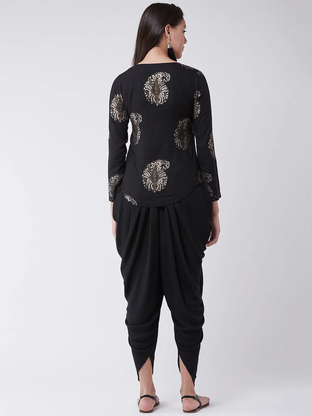 Top And  Dhoti Set With Stylish Cape