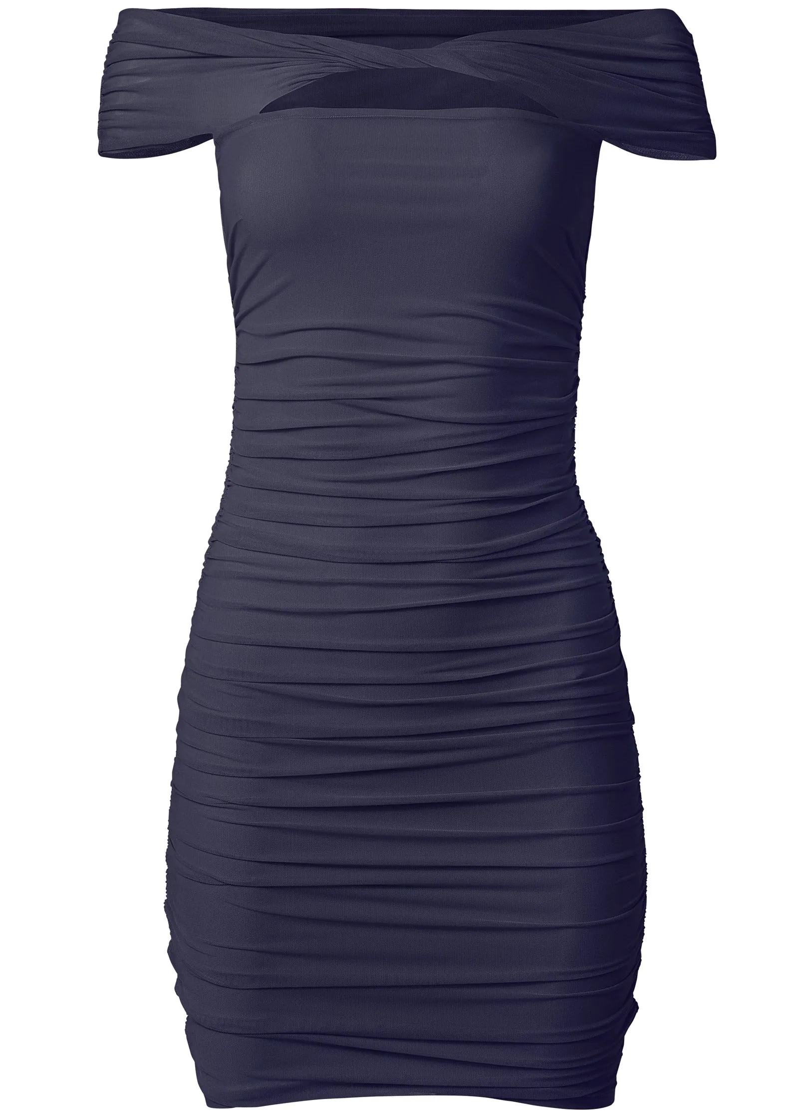 Twist Ruched Bodycon Dress - Navy
