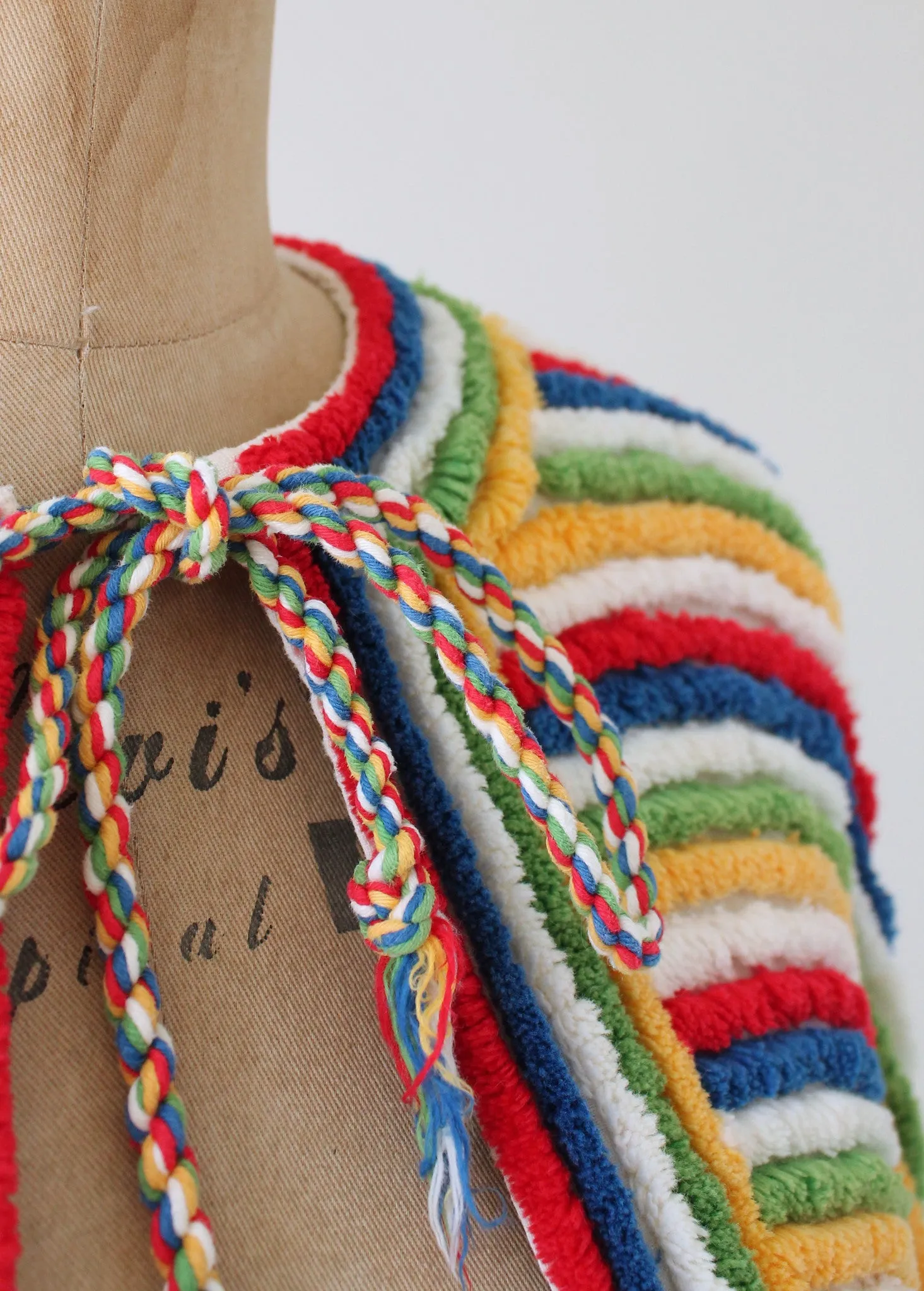 Vintage 1940s Rainbow Striped Chenille Poolside Cape