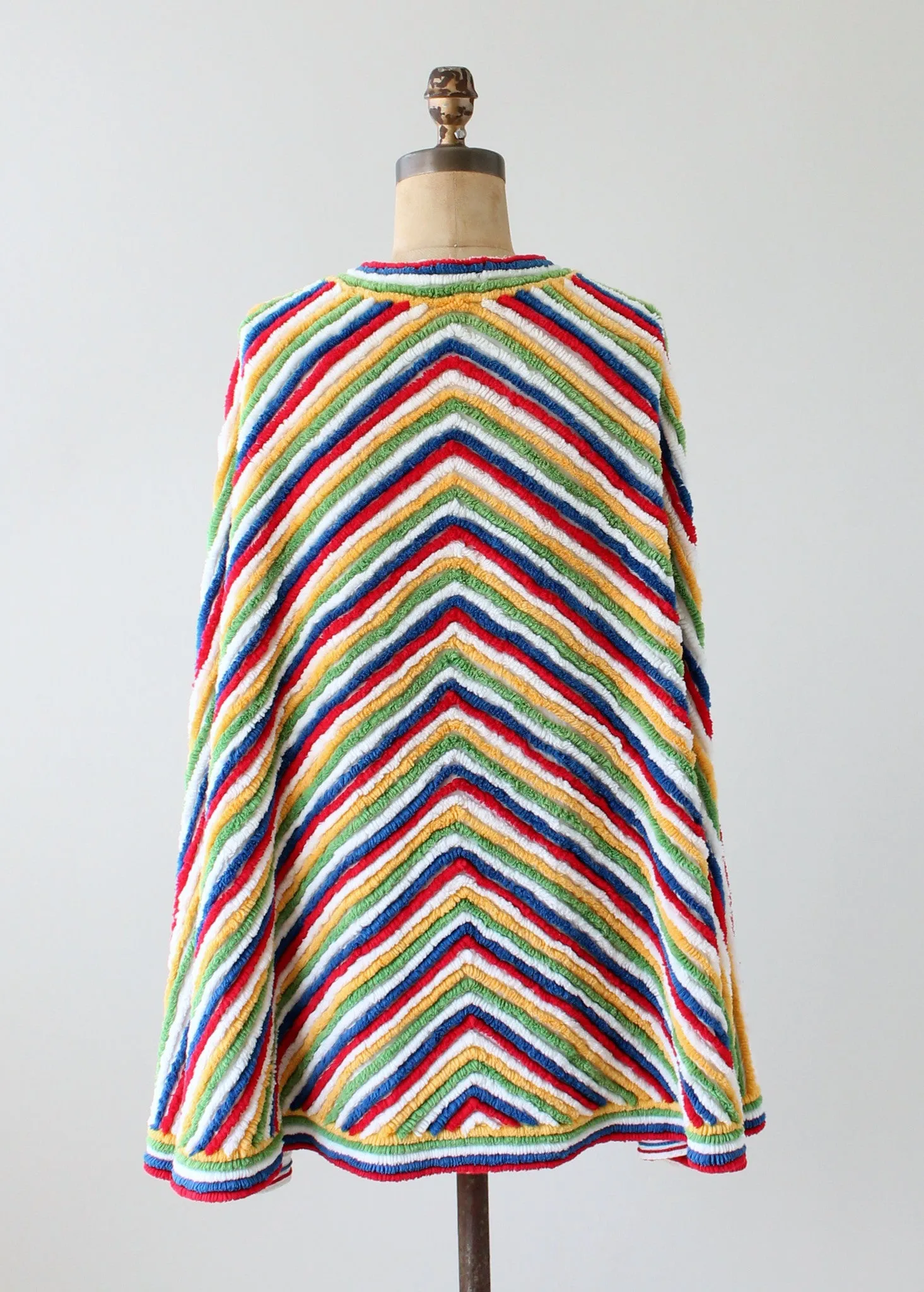 Vintage 1940s Rainbow Striped Chenille Poolside Cape