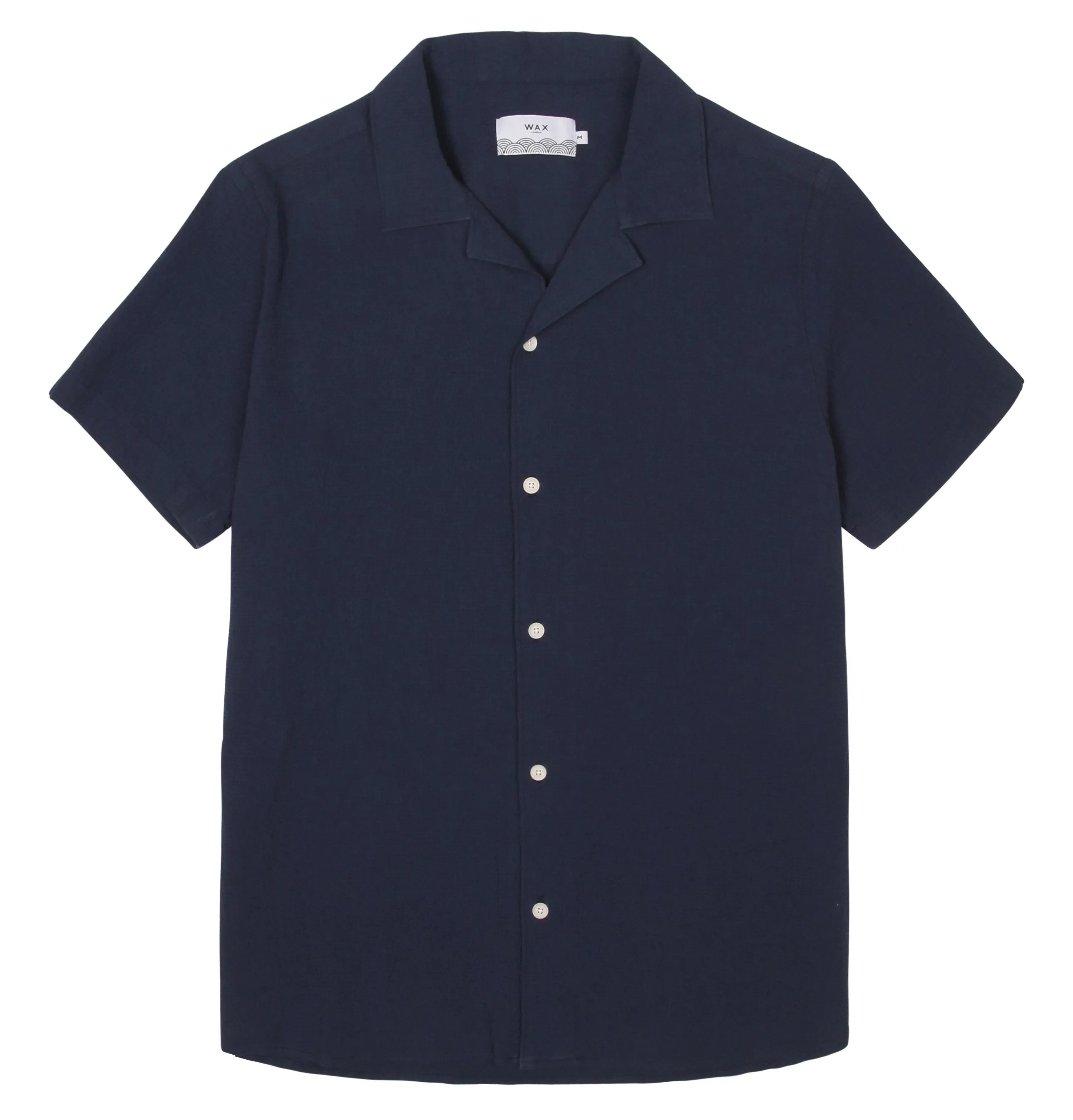 Wax London Didcot Short Sleeve Shirt – Navy Horiztonal Seersucker