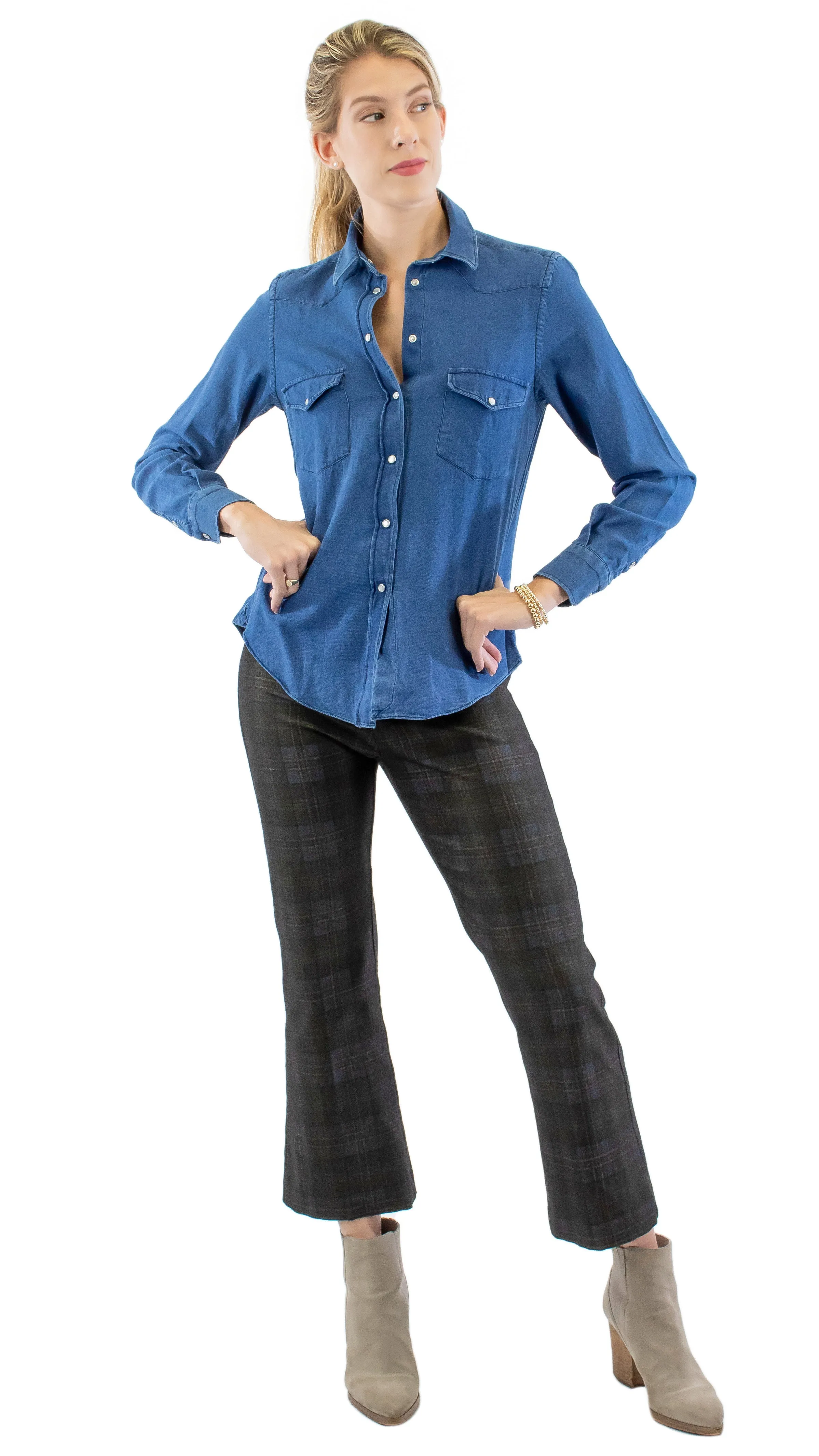 Western Donna Shirt - Denim Twill