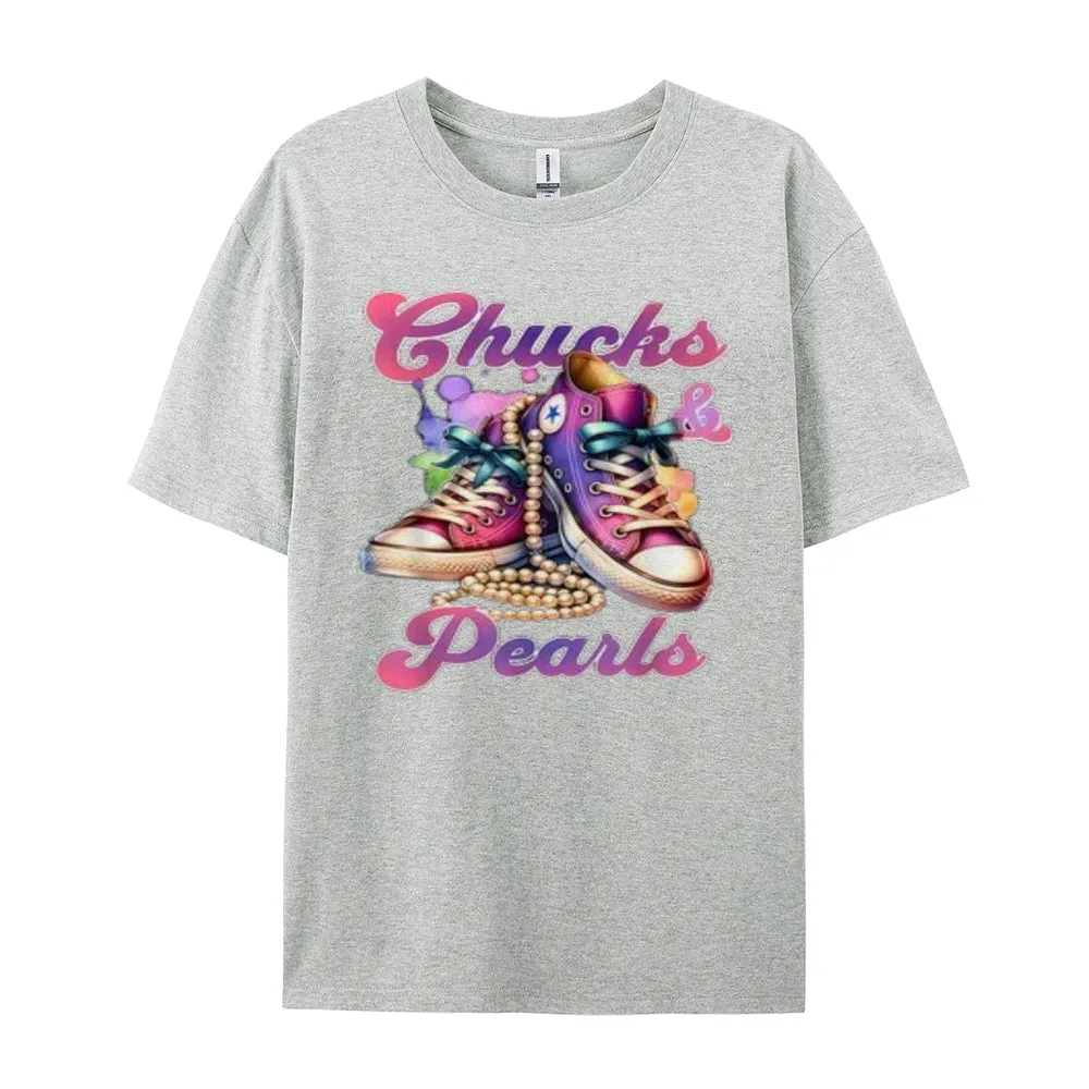 Women Chucks And Pearls Print Graphic T-shirt