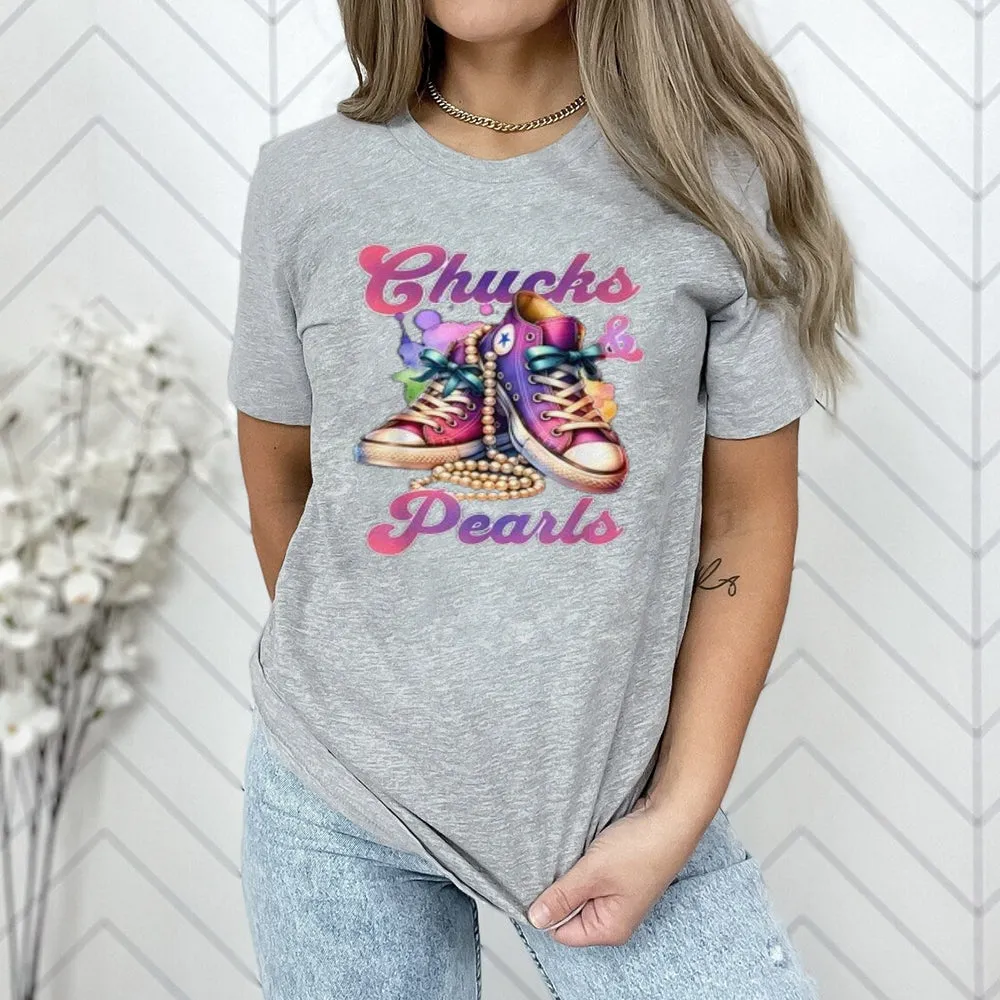 Women Chucks And Pearls Print Graphic T-shirt