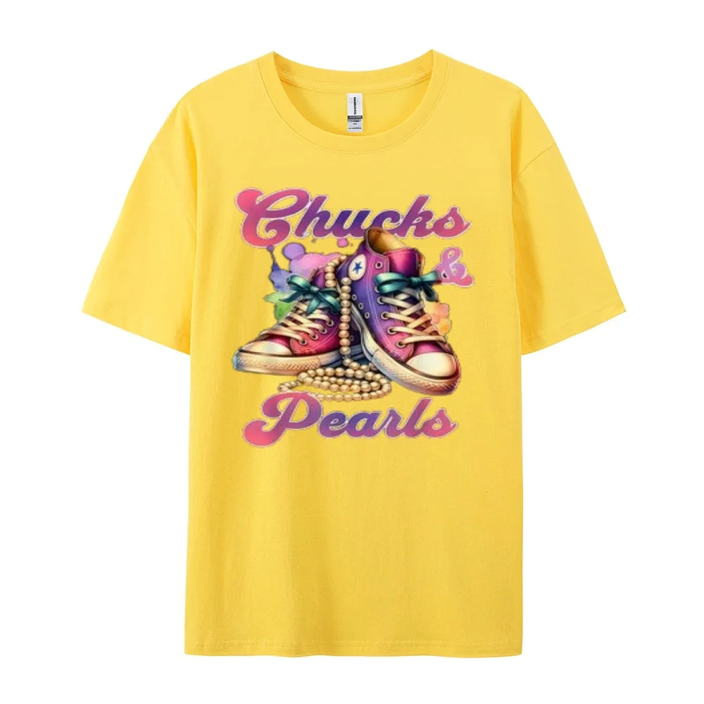 Women Chucks And Pearls Print Graphic T-shirt