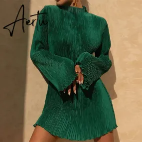 Women Elegant Long Sleeve Streetwear Bodycon Green Fall Mini Dress Christmas Autumn Clothes Wholesale Items For Business