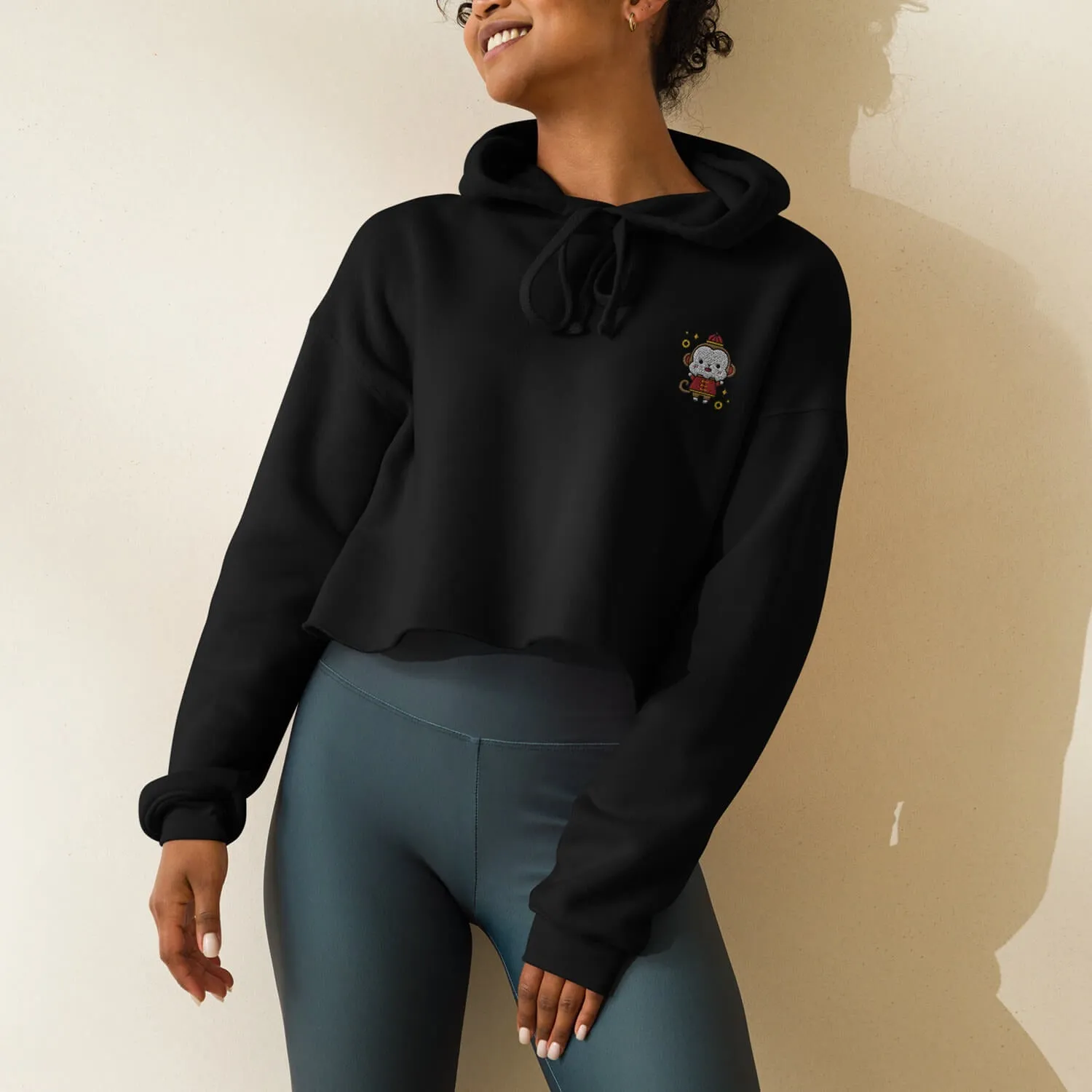 Year of the Monkey Embroidered Crop Hoodie